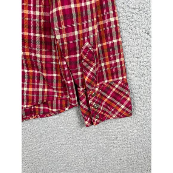 Columbia Womens Size M Pink Orange Long Sleeve Button Snap Shirt - Picture 7 of 12